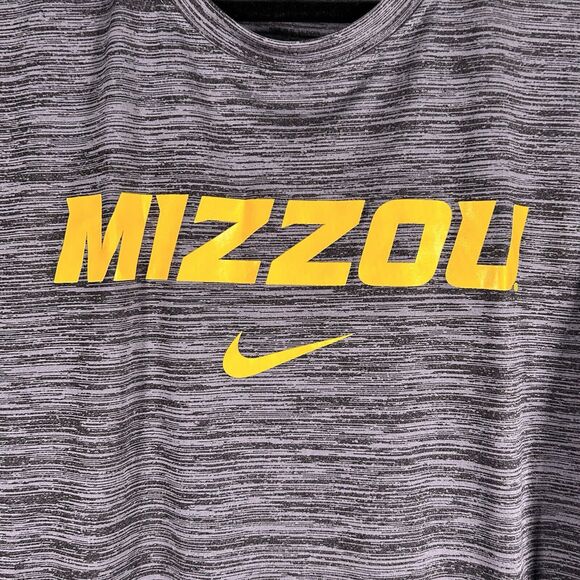 Mizzou Tigers Nike Shirt Men's Large Grey Short Sleeve Crew Neck Dri-Fit Print - Picture 4 of 8